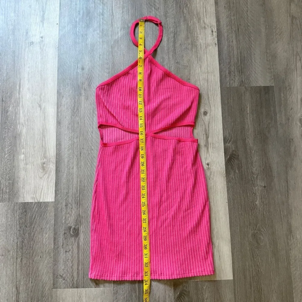 Pink Halter Neck Ribbed Dress - Picture 9 of 11